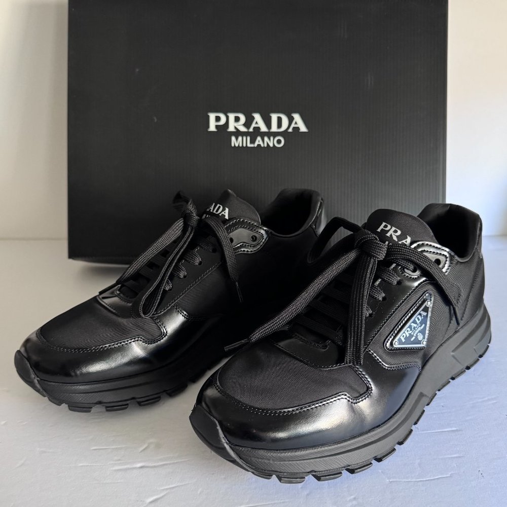 Prada Re-Nylon/brushed unisex leather sneakers, Men’s Size 5 UK fits Women’s 38